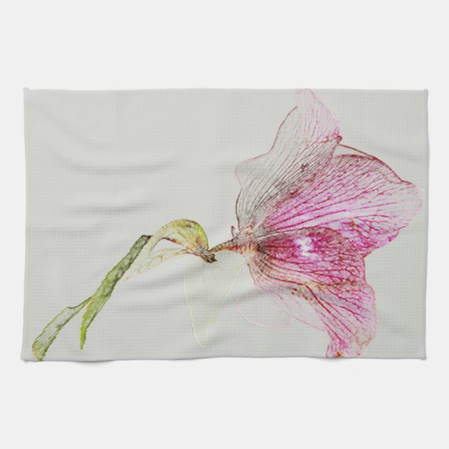 Flower decoration floral print tea towel (Horizontal)