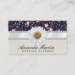 Flower Decorative Pattern   Pearls and Ribbon Business Card
