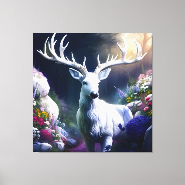 Flower Deer 2 Canvas Print (Front)