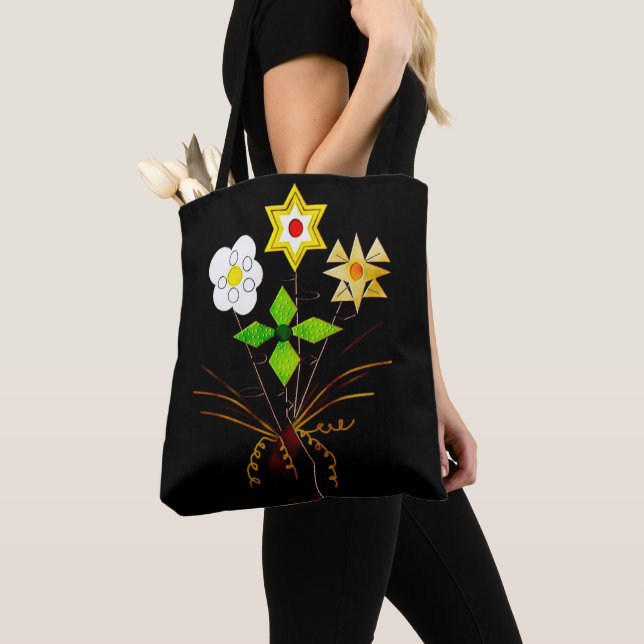 "Flower Delivery" Shoulder Tote Bag (Close Up)