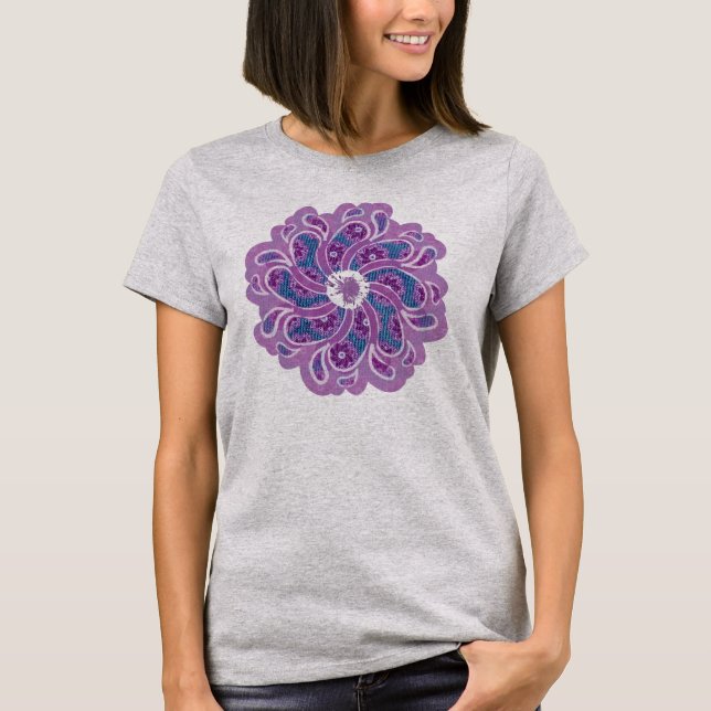 Flower & denim purple and blue designer top (Front)