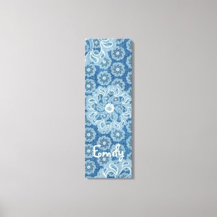 Flower & denim triptych (3 Piece) blue canvas wrap Print