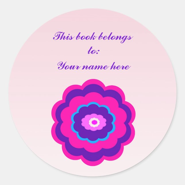 Flower Design Bookplate Classic Round Sticker (Front)