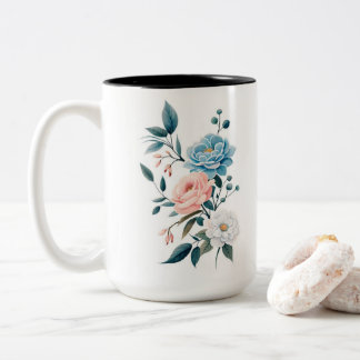 FLOWER DESIGN COFFEE MUG.JPG Two-Tone COFFEE MUG