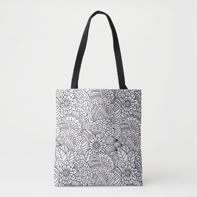 Flower Design Doodle 2 Tote Bag (Front)