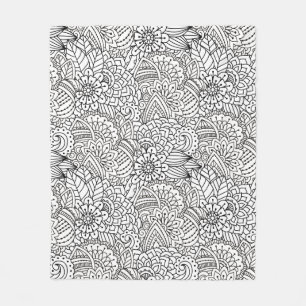 Flower Design Doodle Fleece Blanket