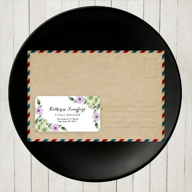 Flower Design Editable Template Return Address (Creator Uploaded)