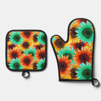 Flower design kitchen Pot holder Oven Mitt & Pot Holder Set