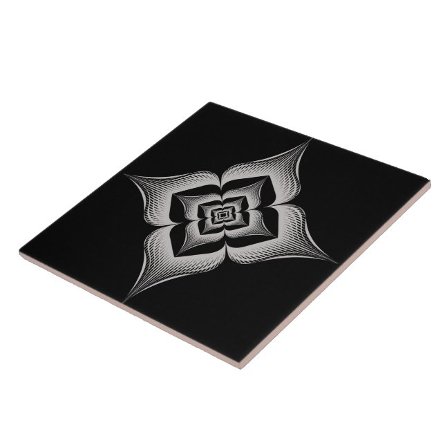 flower design on black background floor tile (Side)