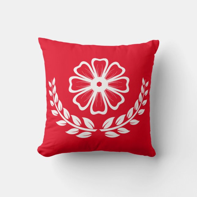 Flower Design - Polyester Throw Pillow 16" x 16" (Front)