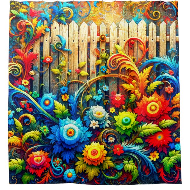 Flower Design Shower Curtain (Front)