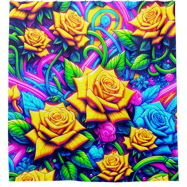 Flower Design Shower Curtain (Front)