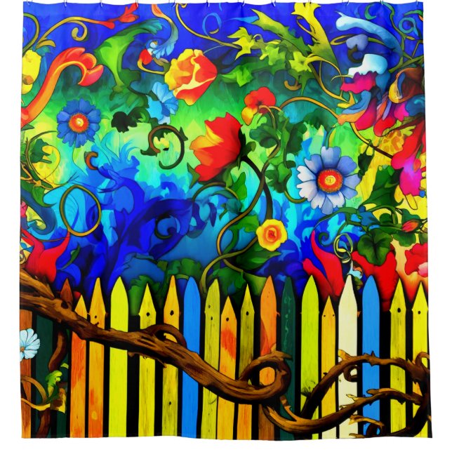 Flower Design Shower Curtain (Front)