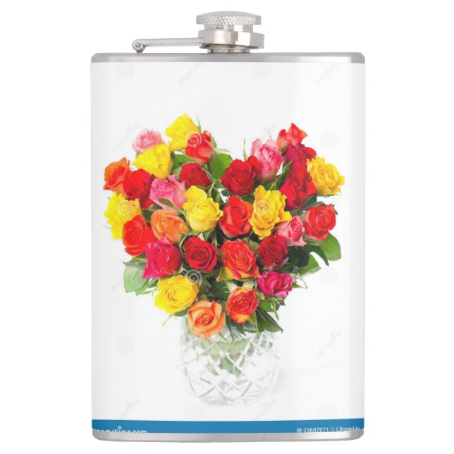 Flower design Vinyl Wrapped Flask. Hip Flask (Front)