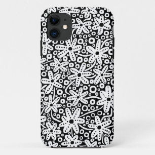 Flower Design - White on Black.pdf iPhone 11 Case