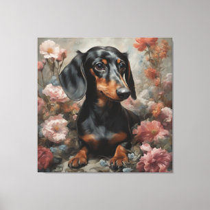 Flower Dog Breed Portraits 10 Canvas Print