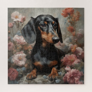 Flower Dog Breed Portraits 10 Jigsaw Puzzle