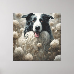 Flower Dog Breed Portraits 12 Canvas Print