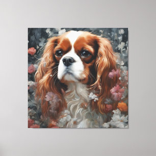 Flower Dog Breed Portraits 16 Canvas Print