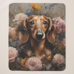 Flower Dog Breed Portraits 1 Sherpa Blanket