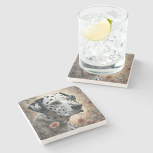 Flower Dog Breed Portraits 3 Stone Coaster