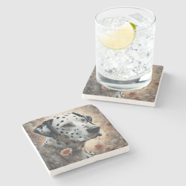 Flower Dog Breed Portraits 3 Stone Coaster (Side)