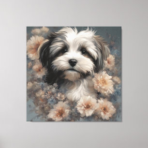 Flower Dog Breed Portraits 6 Canvas Print