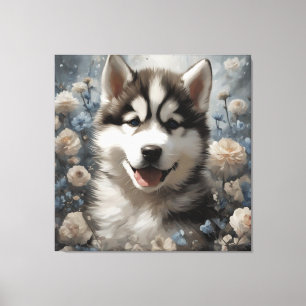 Flower Dog Breed Portraits 7 Canvas Print