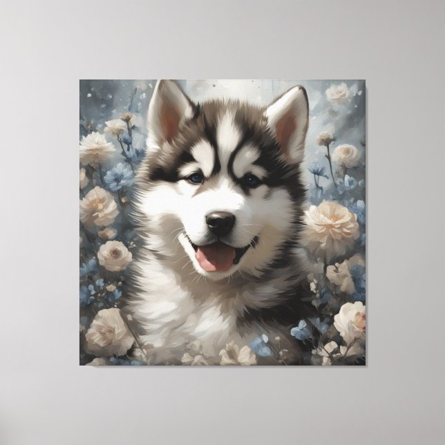 Flower Dog Breed Portraits 7 Canvas Print (Front)