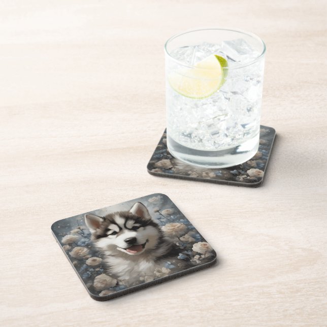 Flower Dog Breed Portraits 7 Coaster (Right Side)