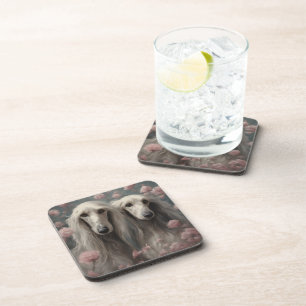 Flower Dog Breed Portraits 8 Coaster