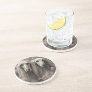 Flower Dog Breed Portraits 8 Coaster