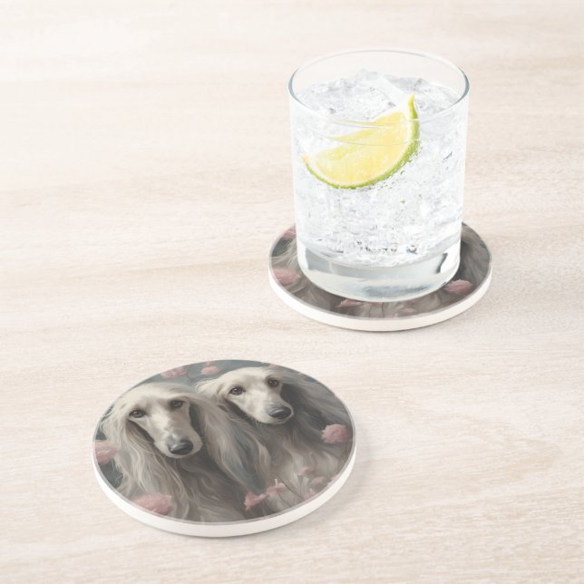Flower Dog Breed Portraits 8 Coaster (Side)