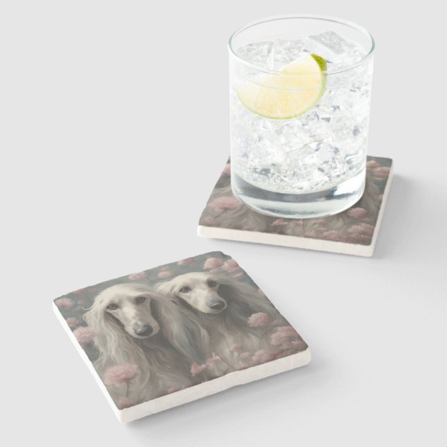 Flower Dog Breed Portraits 8 Stone Coaster (Side)