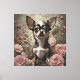 Flower Dog Breed Portraits 9 Canvas Print