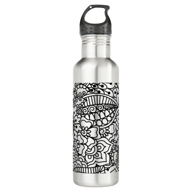 Flower Doodle 710 Ml Water Bottle (Front)