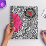 Flower Doodle Art Collage Planner<br><div class="desc">A beautiful planner featuring hand drawn doodle art patterns and bright pink and red flowers.</div>