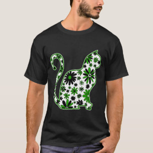 Flower doodle cat LGBTQ+ Neutrois Pride Flag T-Shirt