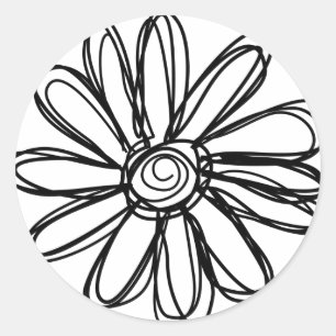 Flower doodle classic round sticker