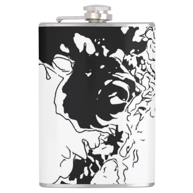 Flower Doodle Hip Flask (Front)