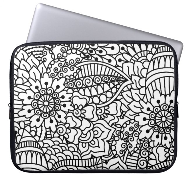 Flower Doodle Laptop Sleeve (Front)