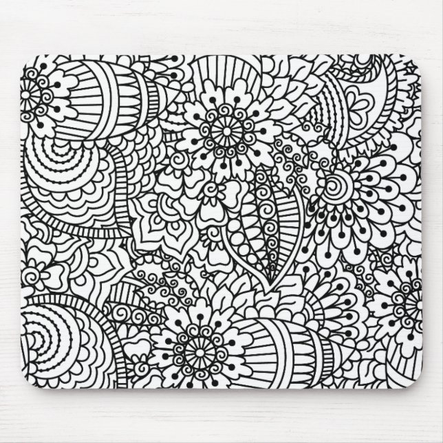 Flower Doodle Mouse Mat (Front)