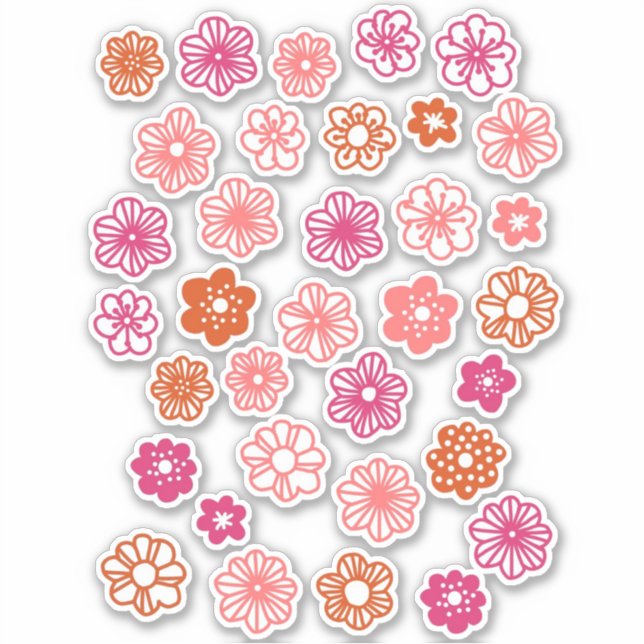 Flower Doodle Pink Red and Orange (Front)