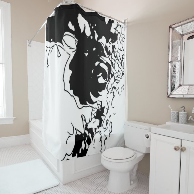 Flower Doodle Shower Curtain (In Situ)