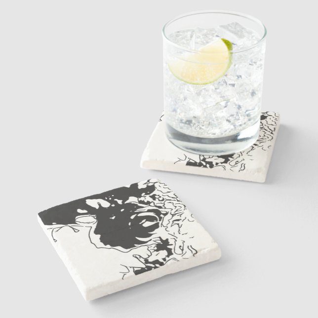 Flower Doodle Stone Coaster (Side)