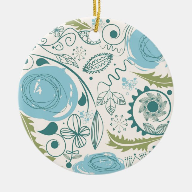 Flower Doodles Ceramic Tree Decoration (Front)