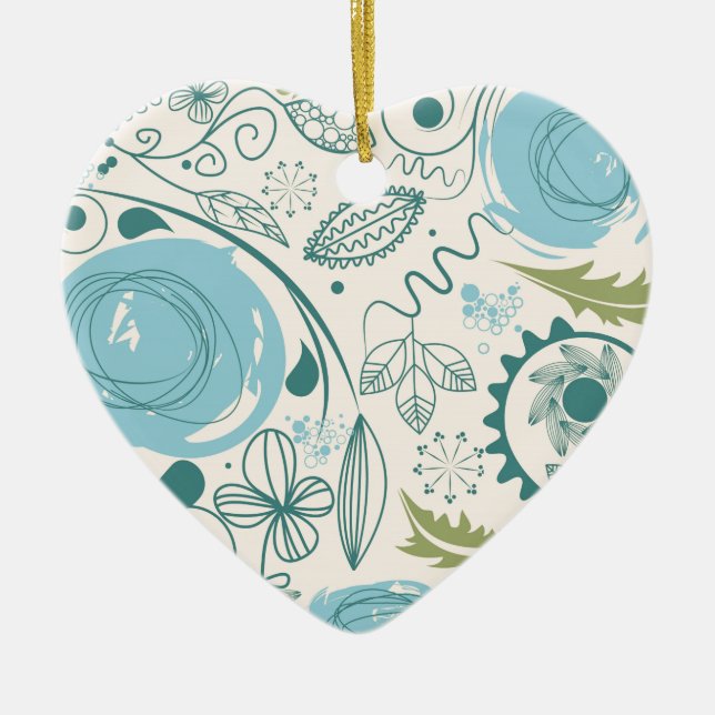 Flower Doodles Ceramic Tree Decoration (Front)