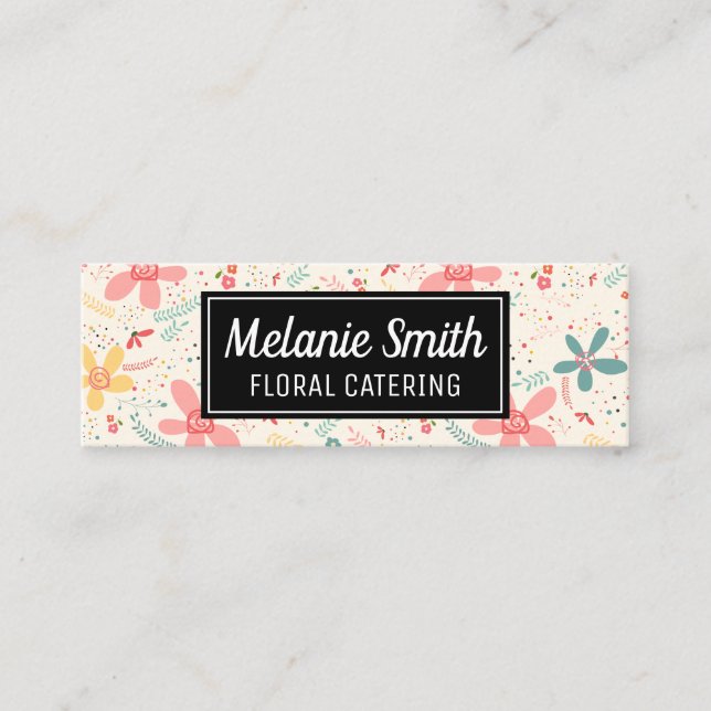 Flower Doodles Mini Business Card (Front)