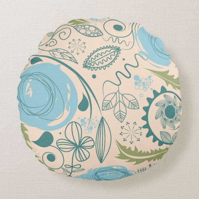Flower Doodles Round Cushion (Front)