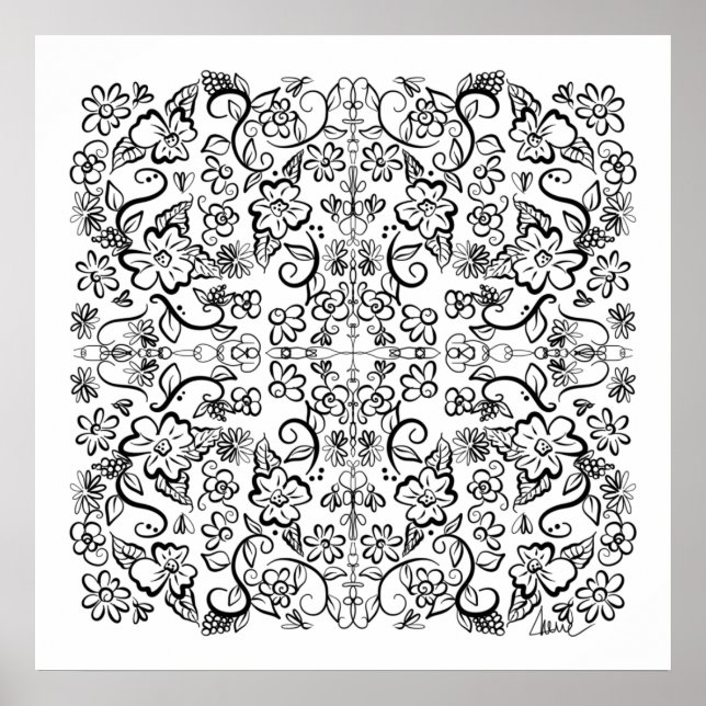 Flower Doodles You Colour Poster (Front)